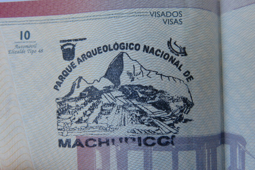 Sellar el pasaporte en Machu Picchu