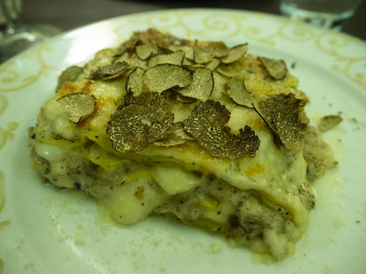 La espectacular Lasagna al tartufo que nos comimos
