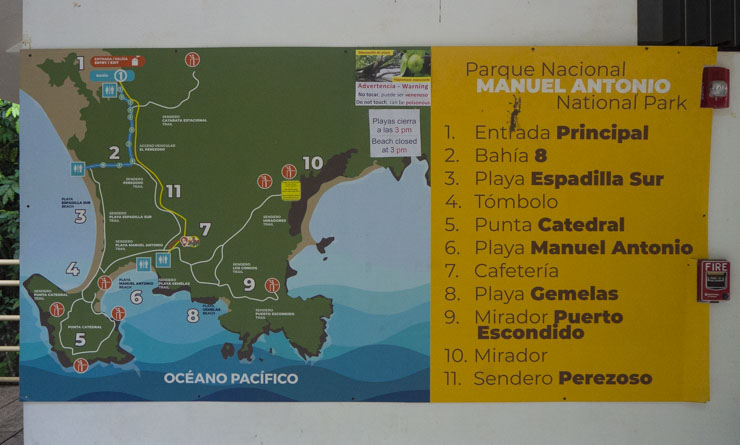Mapa del Parque Nacional Manuel Antonio