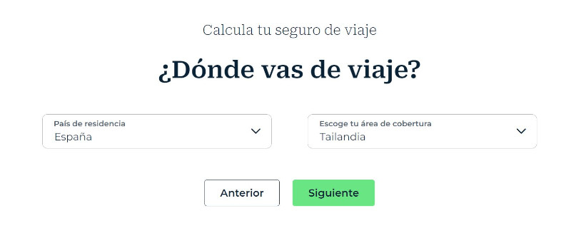 País de residencia y destino de viaje