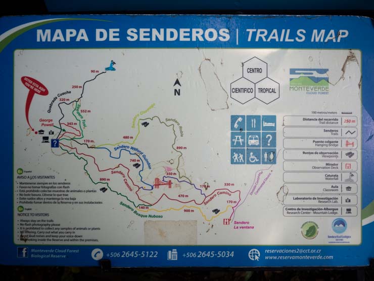 Mapa del Bosque Nuboso de Monteverde