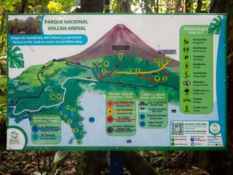 Parque Nacional Volcán Arenal: Mapa y senderos