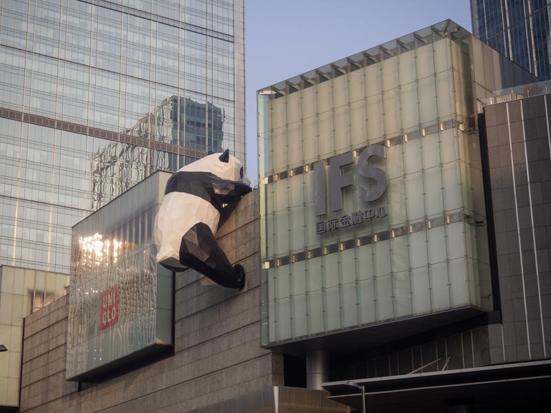 Panda en la fachada del IFS
