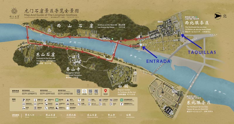 Mapa de las Grutas de Longmen