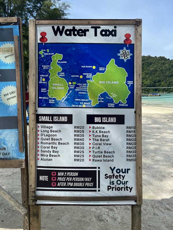 taxi boats en las Islas Perhentian